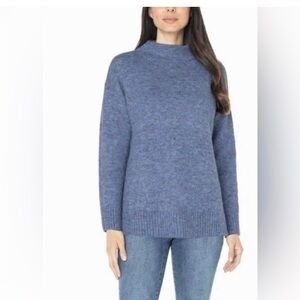 Well Worn Mock Neck  Heathered Blue Knit